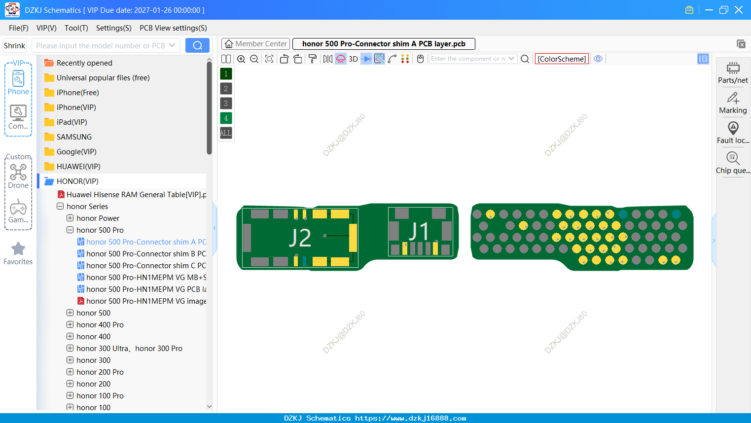 Honor 500 Pro-Connector Shim A PCB Layer